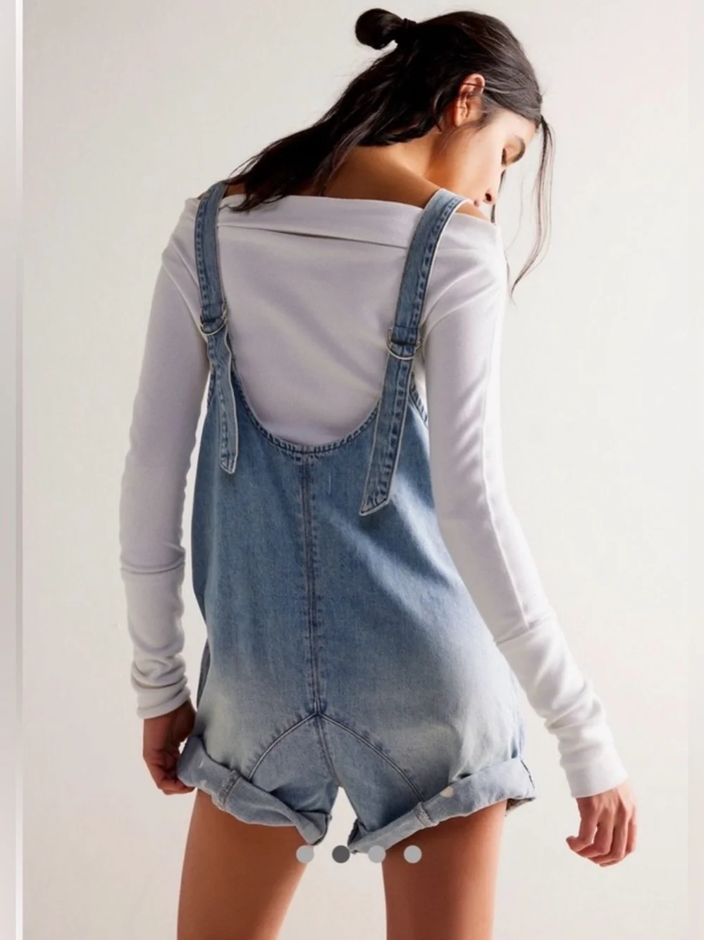 NWT Free People High Roller Shortall Overall Shorts in Bright Eyes Size Large